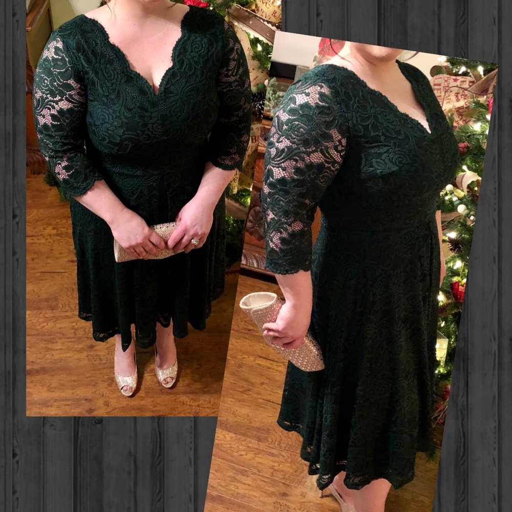 Dark green lace vintage-look dress